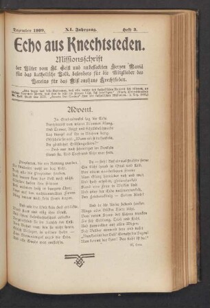 Heft 3. Dezember 1909