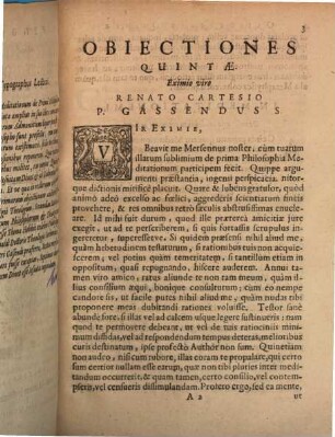 Appendix continens obiectiones quintas & septimas in Renati Des-Cartes Meditationes De Prima Philosophia : cum ejusdem ad illas Responsionibus & duabus epistolis, una ad patrem Dinet ..., altera ad ... Gisbertum Voetium