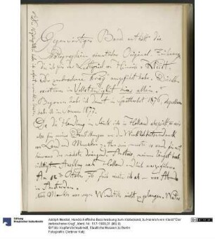 Handschriftliche Beschreibung zum Klebeband, zu Heinrich von Kleist "Der zerbrochene Krug"