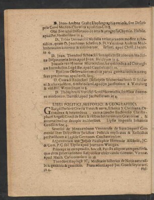 Libri Politici, Historici, & Geographici.