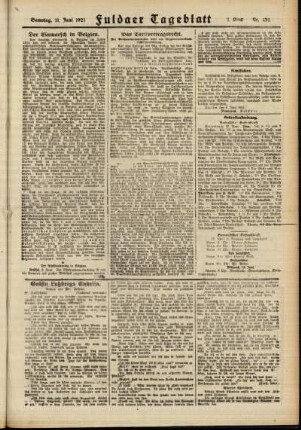 Zweite Ausgabe vom Samstag, den 11. Juni 1921.