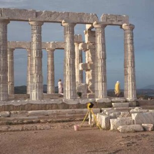 Kap Sunion, Poseidon-Tempel, Südliche Langseite des Poseidon-Tempels, Mitte 5. Jh. v. Chr.