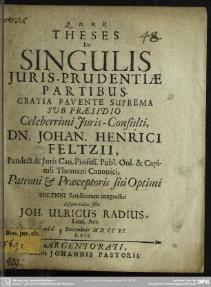 Theses Ex Singulis Iuris-Prudentiae Partibus