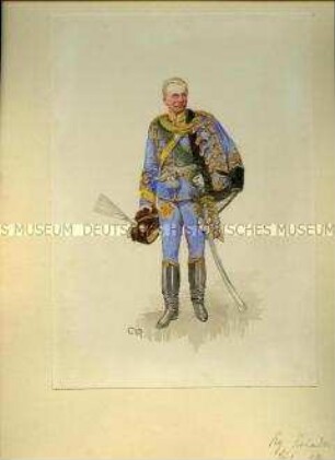 Uniformdarstellung, König Friedrich August von Sachsen in Uniform als Chef des Husaren-Regiments Nr. 18, Sachsen, 1904/1918.