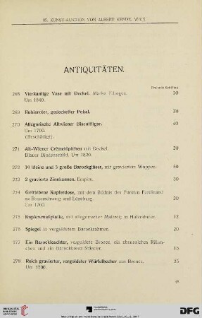 Antiquitäten (Nr. 268-319)