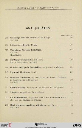 Antiquitäten (Nr. 268-319)