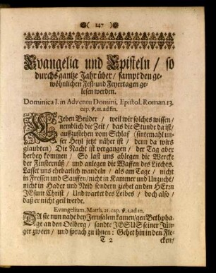Evangelia und Episteln / so durchs gantze Jahr über / ...