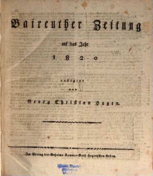 Bayreuther Zeitung. 1820, 1820