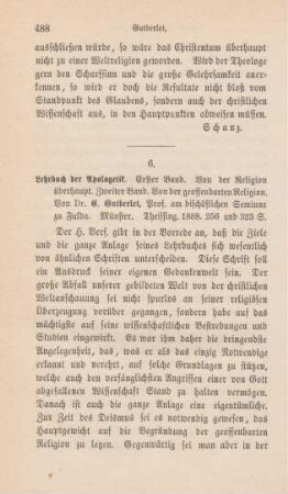 488-492 [Rezension] Gutberlet, Constantin, Lehrbuch der Apologetik