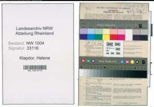 Entnazifizierung Helene Klapdor , geb. 05.08.1902 (Postbeamtin)