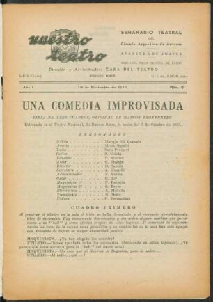 1933000900: Una comedia improvisada : pieza en tres cuadros