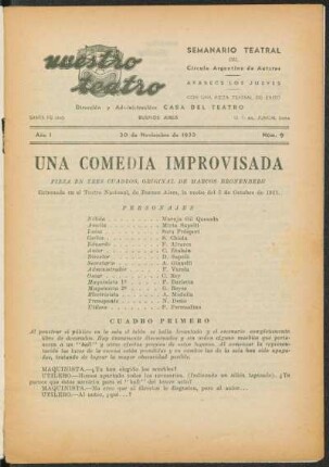 1933000900: Una comedia improvisada : pieza en tres cuadros