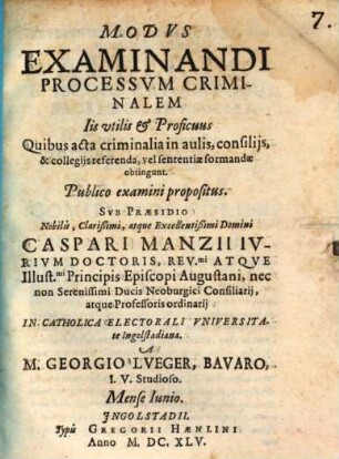 Modus examinandi processum criminalem