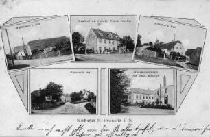 Hirschstein-Kobeln. Gebäude des Orts, Ansichtskarte
