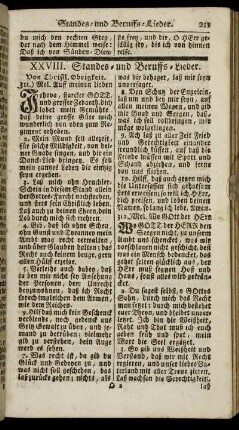 XXVIII. Standes- und Beruffs-Lieder