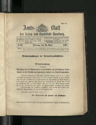 No. 69, 26. April 1904.