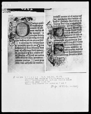Die sieben Bußpsalmen - Gebetbuch des Pfalzgrafen Richard von Simmern-Sponheim — Initiale D (omine) und Initiale V und F