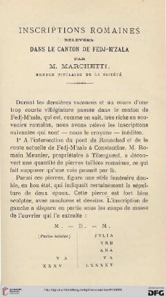 Sér. 5: Inscriptions romaines relevées dans le canton de Fedj-M'zala