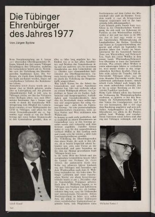 142-144, Die Tübinger Ehrenbürger des Jahres 1977