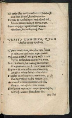 Oratio Dominica, quam Christus docuit Apostolos.