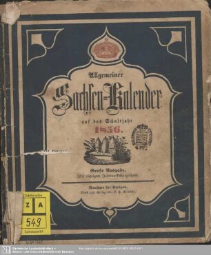 1856: Allgemeiner Sachsen-Kalender