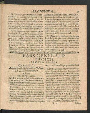 Pars Generalis Physices.