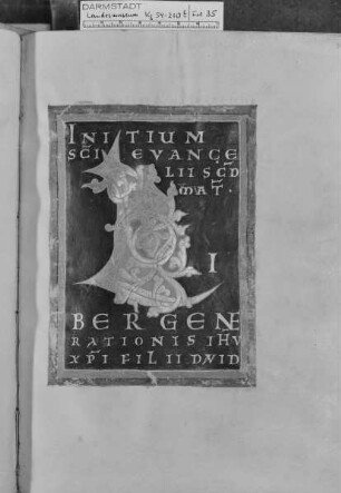 Evangeliar aus Sankt Georg in Köln — Initialseite L(iber generationis), Folio 35recto