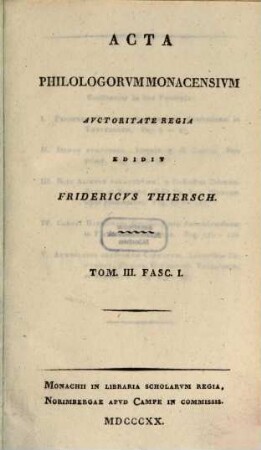 Acta philologorum monacensium. 3,1. 1820