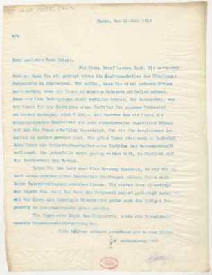 Brief an Alfred Kaiser : 11.07.1913
