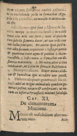 Cap. XI. De elementorum Mixtione.