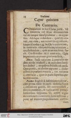 Caput Quintum: De Contrario