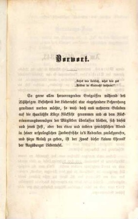 Gedenkblätter der Augsburger Liedertafel : Zur Jubel-Feier ihres 25jährigen Bestehens gesammelt