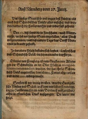 Haylbrunische Bündtnuß ... beschlossen zwischen der Kön. May. vnd der Cron Schweden an einem vnd denen Evangelischen Ständen an andern Theil ...