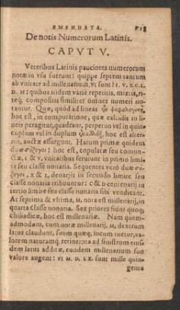 De notis Numerorum Latinis. Caput V.