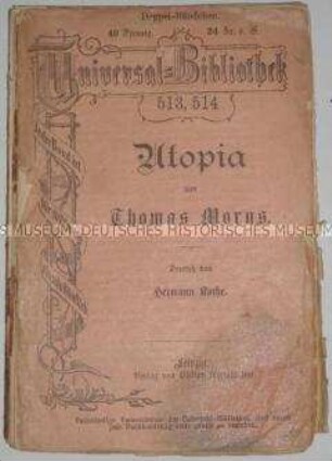 Sozialutopischer Roman von Thomas Morus in deutscher Übersetzung