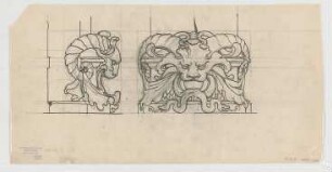 Thiersch, Friedrich von; München; Justizpalast - Dekorationsentwurf Zoomorphes (Ansichten)