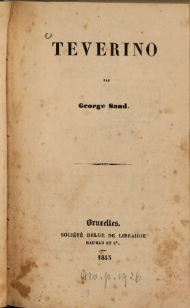 Teverino : par George Sand