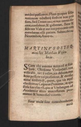 Martinus Ostermoncher Matthaeo Wesenbecio.