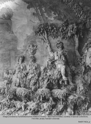 Wanddekoration mit arkadischen und mythologischen Szenen : Landschaft mit Hirten und Schafherde