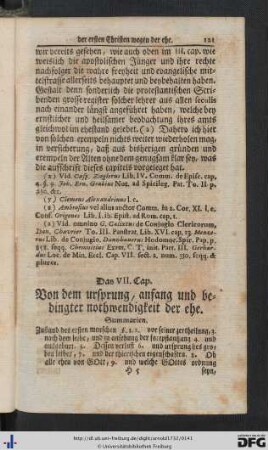 VII. Von dem ursprung, anfang und bedingter nothwendigkeit der ehe.