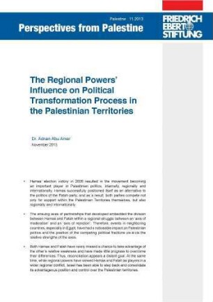 The regional powers' influence on political transformation process in the Palestinian Territories