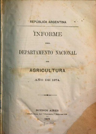 Informe del Departamento Nacional de Agricultura. 1874 (1875)