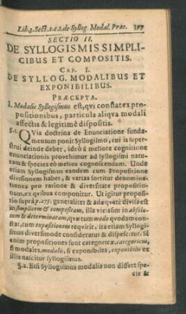 Sectio II. De Syllogismis Simplicibus Et compositis.