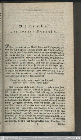Vorrede zur zwoten Ausgabe