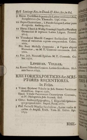 Rhetorices, Poetices &c. Scriptores Recentiores.