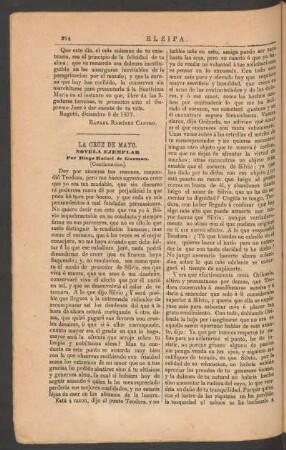 La Cruz de Mayo. - [Continuación]. : Novela ejemplar