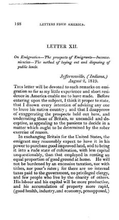 On Emigration - The Prospects of Emigrants - Inconveniencies - The Method of Laying out and Disposing of Public Lands