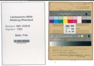 Entnazifizierung Fritz Beier , geb. 26.10.1905 (Bahnbeamter)