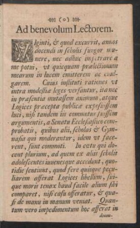 Ad benevolum Lectorem