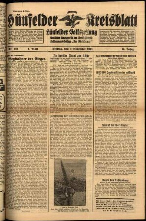 Erste Ausgabe vom Freitag, den 07. November 1941.